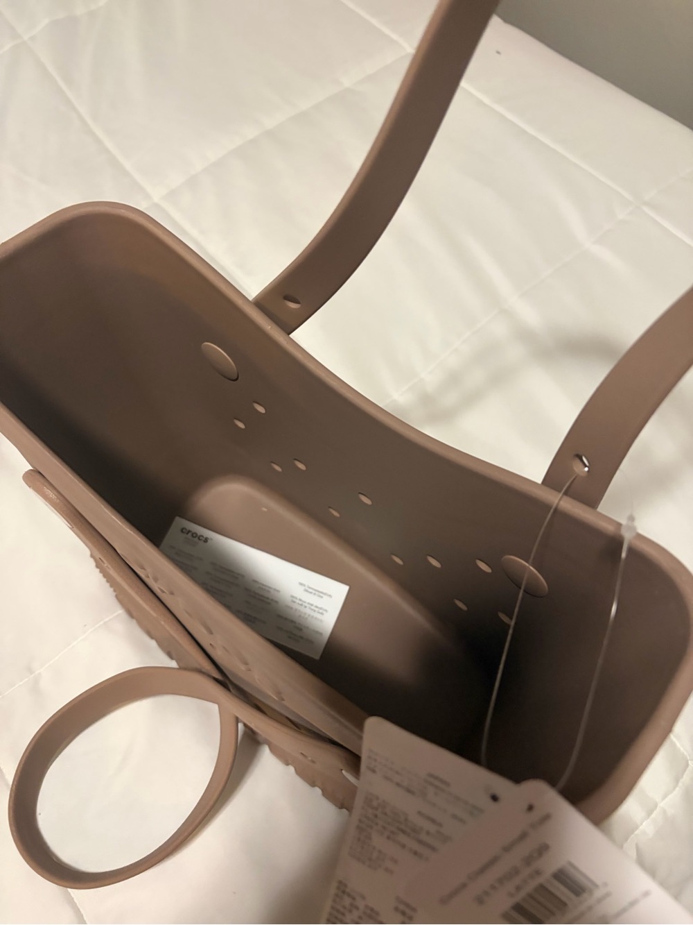 CROCS Small Tote Bag in Taupe Brown - Picture 3 of 6